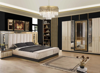 Bed Bedside table Wardrobe 4 pcs Bedroom Set Design Modern